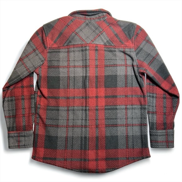O'NEILL Boys Glacier Plaid Superfleece Long‎ Sleeve Shirt Red Black Gray Size 7 - Picture 2 of 5